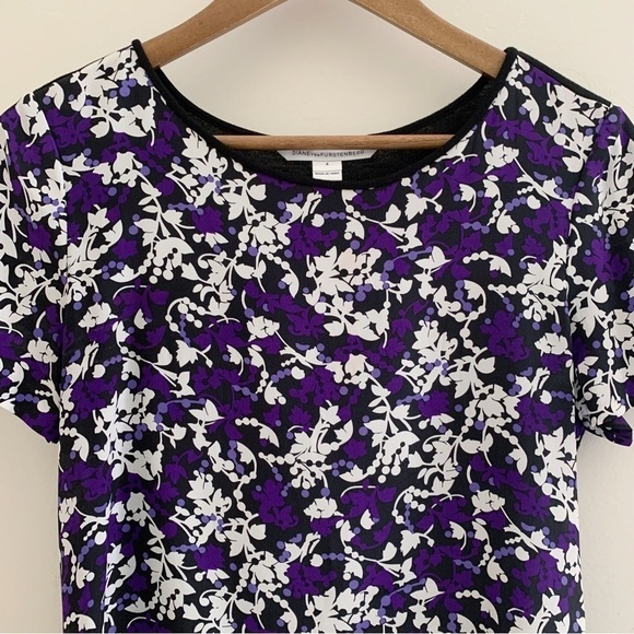 Diane Von Furstenberg Ora Floral Silk Blouse 4 Contrast Back - Picture 2 of 10